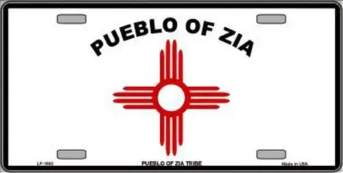 Zia Pueblo Flag License Plate Metal Tin Sign Picture Plaque for Art Wall Decor