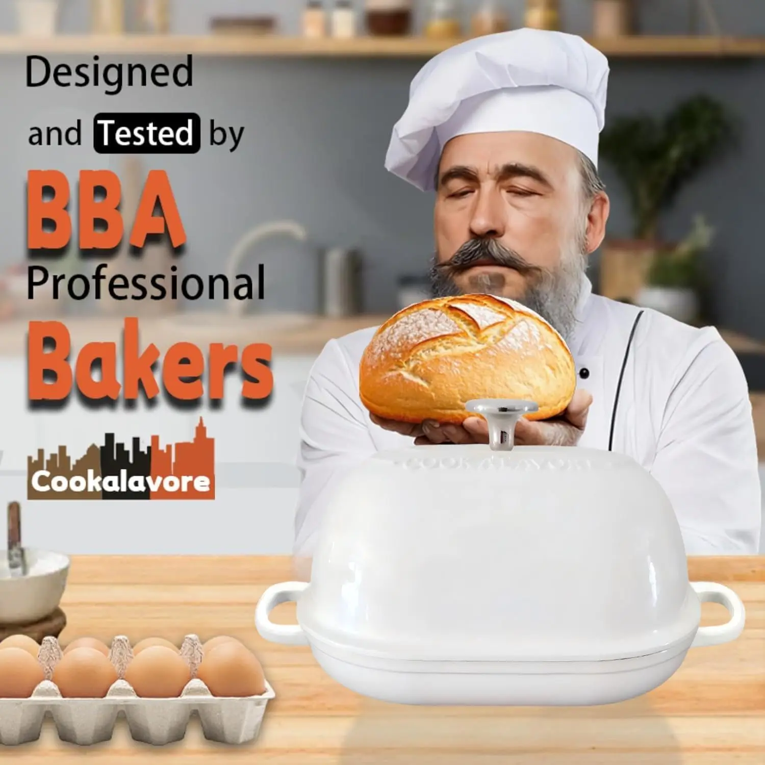 Cast Iron Dutch Oven,6 QT Bread Oven,Thick Enameled Loaf Pan with Lid,Bread Pans for Homemade Bread,14.5"Dutch Oven for Bread Ba