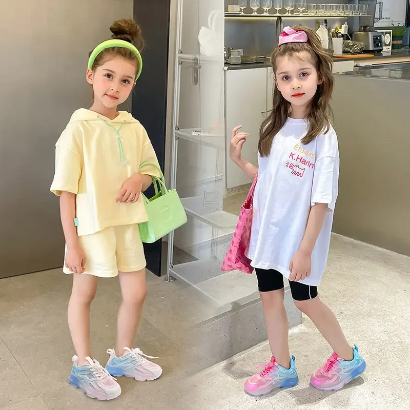 Zapatillas de deporte con luz LED degradada para niñas, zapatos informales para correr y caminar, zapatillas deportivas transpirables con Flash