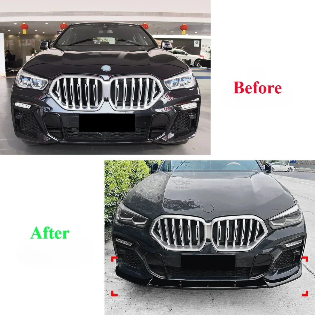 amortecedor dianteiro lábio divisor difusor spoiler abs gloss preto carbono olhar corpo kit 2019 2020 2021 2022 para bmw x6 g06 m esporte