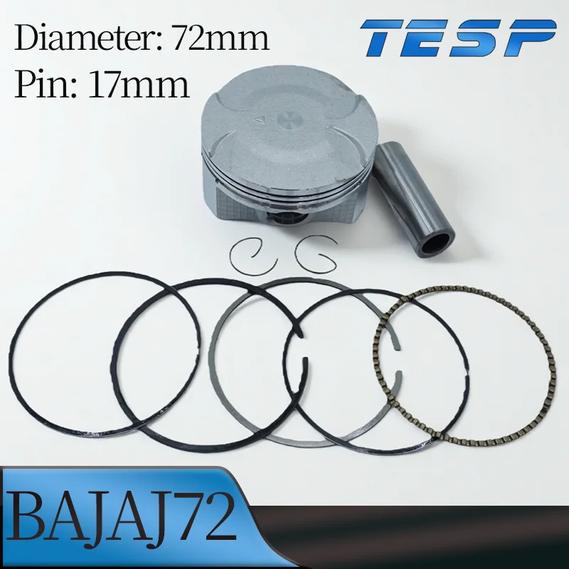 Kit de pistón de motocicleta de 72 mm para Bajaj Pulsar NS200 NS 200 200NS Rouser 200 Ns As Rs 36JL0007 JL521002, conjunto de pasador de 17 mm con anillo
