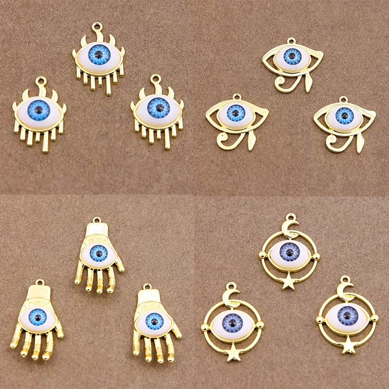 10PCS Alloy Turkey Resin Evil Eye Charms Plastic Eyeball Multicolor Necklace Pendants Bracelet Jewelry Making DIY Accessory