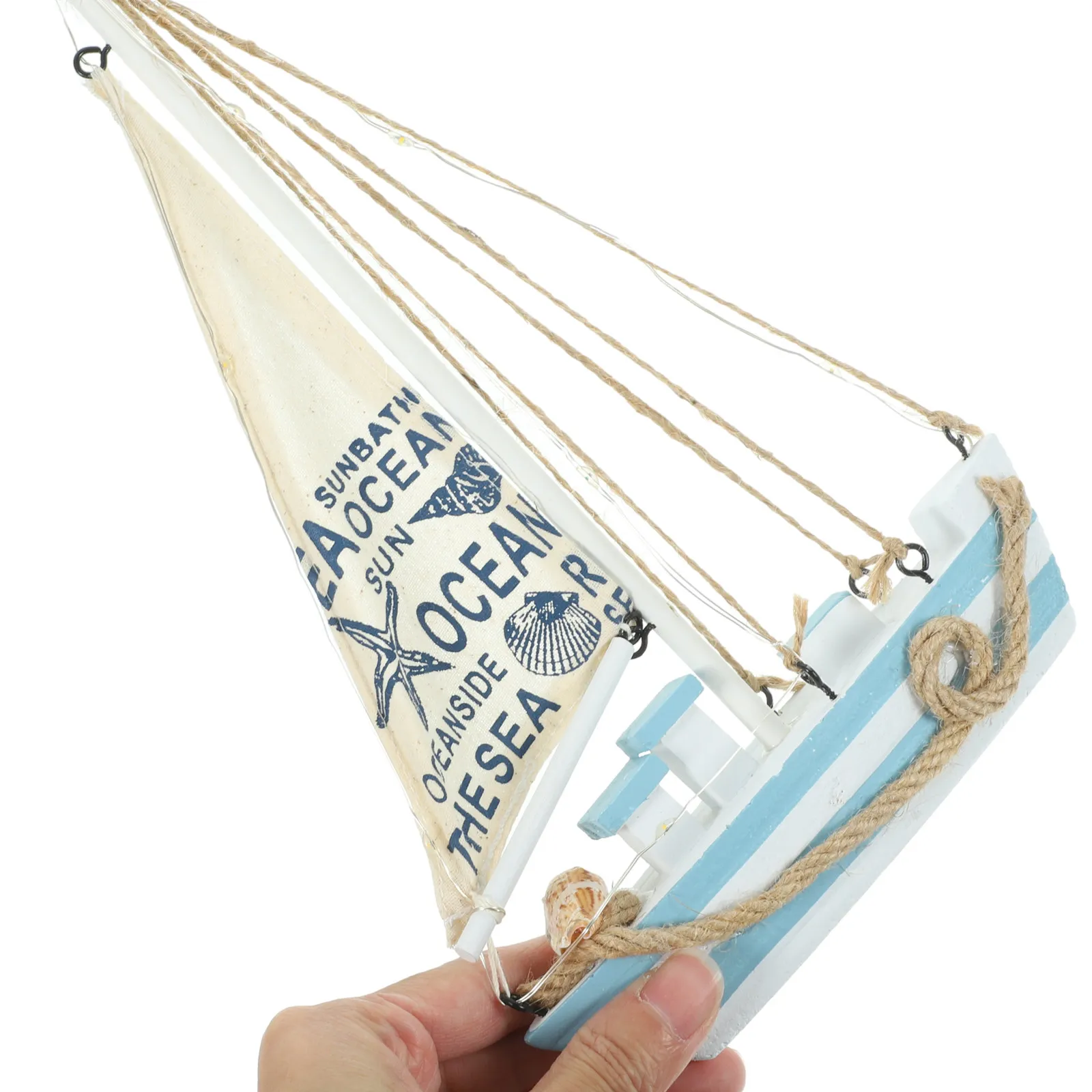 

Wooden Sailboat Nautical Decoration Mediterranean Style Lightweight Chic Sailboat Ornament for Home Office Table Wall Art