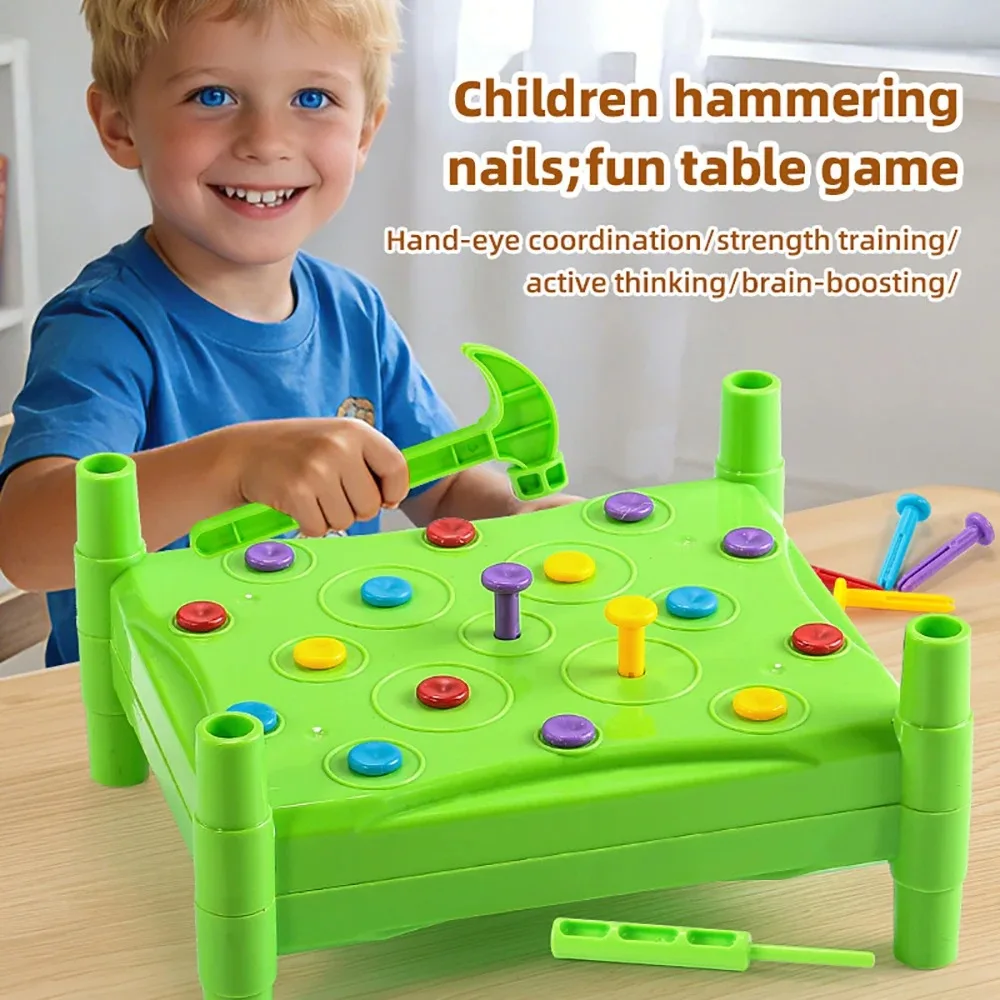 Hammering Peg Pounding Toy, Focus Training Game, Hand-Eye-Brain Coordination Interactive Educational Play for Kids