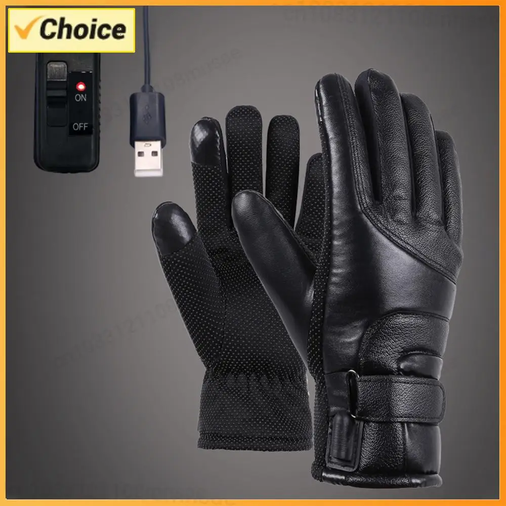 

Сенсорные перчатки с подогревом, ветрозащитные, из мягкой кожи, утепленные перчатки из полиуретана для велоспорта, кемпинга и походов