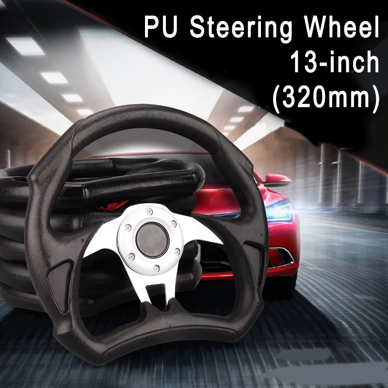 

PU Steering Wheel - 13-inch (320mm) Custom Racing Drift Wheel for Kart, Gaming & Car Modification, Sporty Competitive Steering