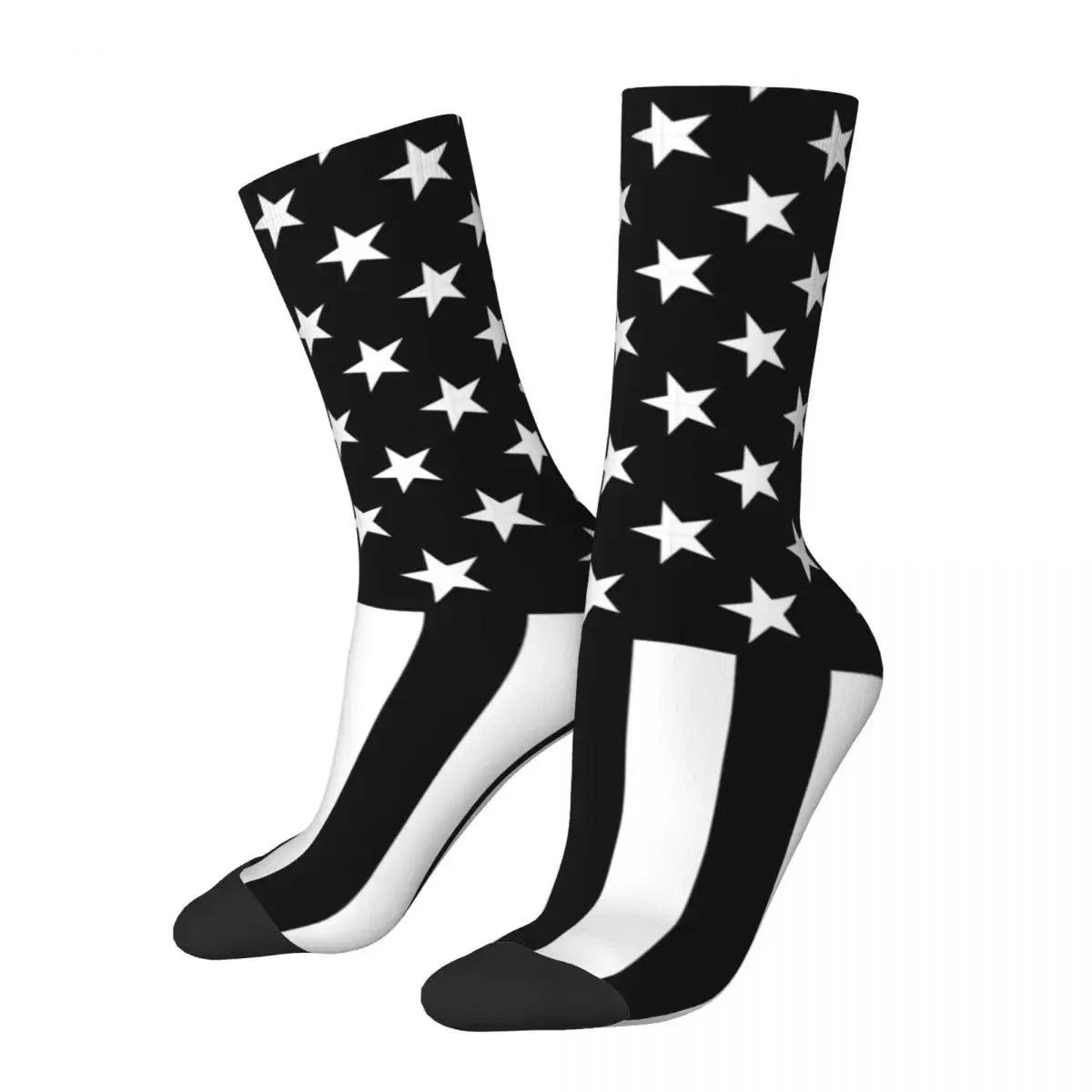 

Funny Men Socks Casual Black And White American Flag Sock 3D Printing Sport Women's Socks Spring Summer Autumn Winter