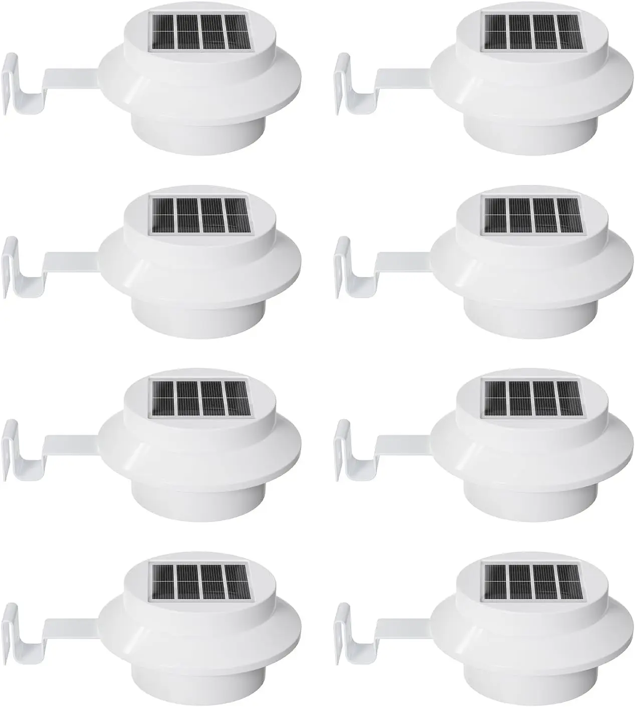 

8 Pack White Solar Gutter Lights, Waterproof LED for Outdoor Decks, Gardens, Paths - No Drilling