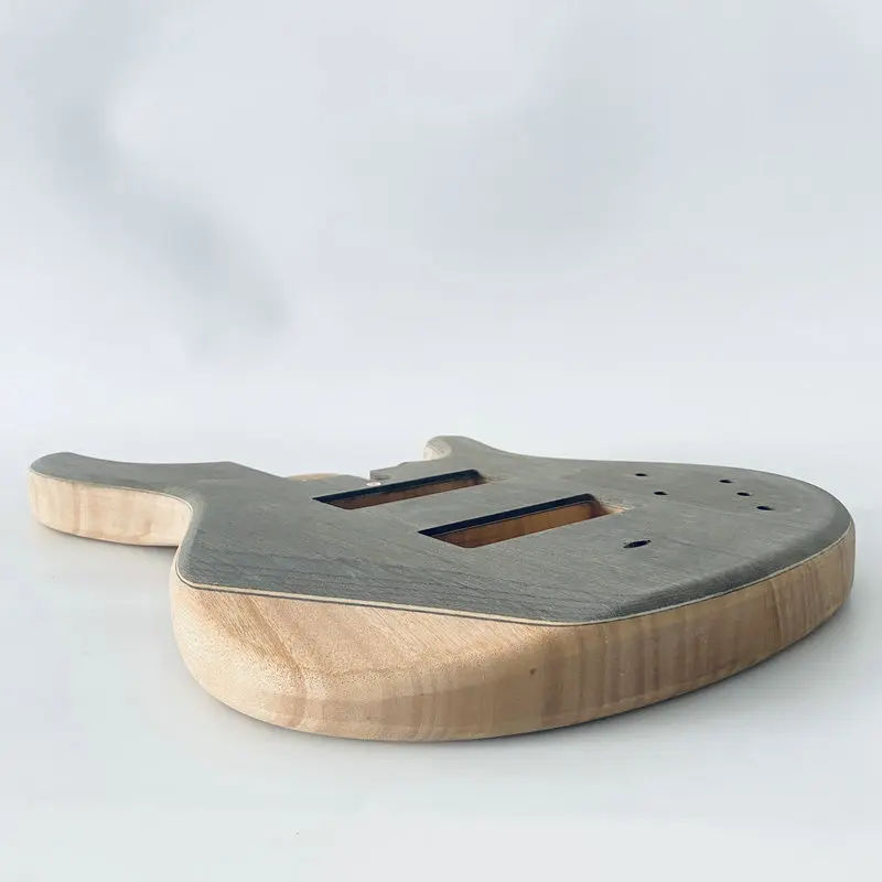 FB538 Jazz Bass 5 or 6 Strings Unfinished Electric Bass Body in Solid Mahogany+Solid Walnut Active Pickups for DIY Replace