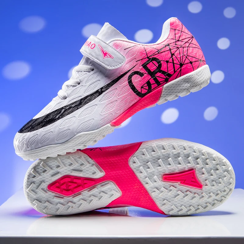 

Hot Sale Pink Children's Football Shoes Low-cut Sports Shoes Boys Girls Outdoor Anti-slip Turf Soccer Shoes Kids Training Shoes