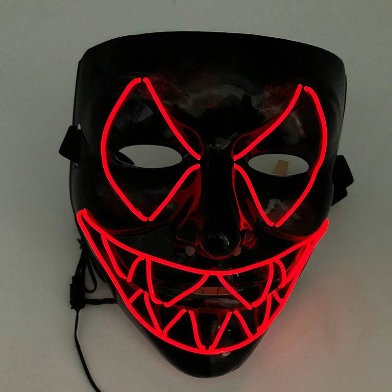 

2024 Halloween Horror Smiling Face Mask Costumes Accessory Headgear Luminous LED Mask Flashing Neon Light Mask For Halloween