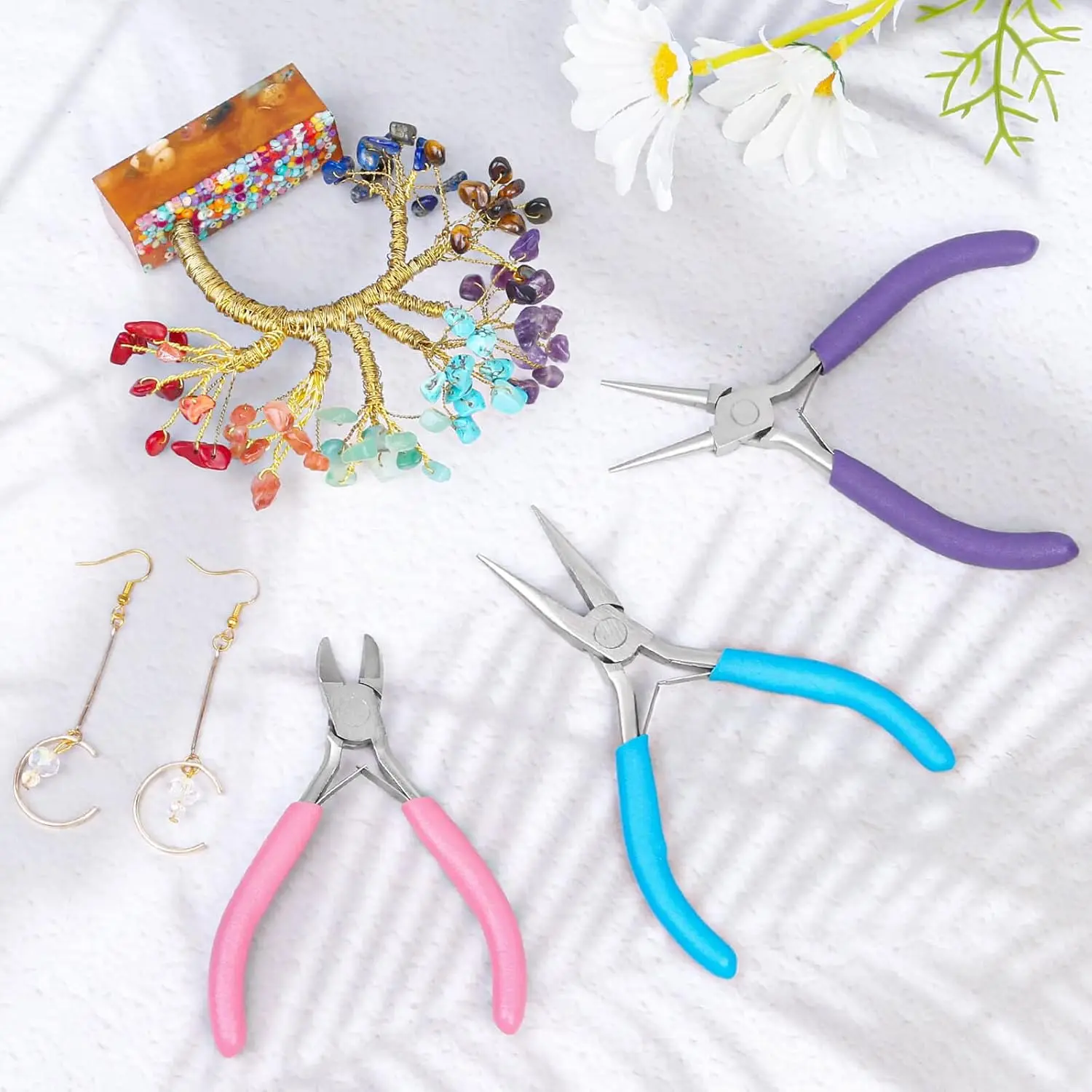 Jewelry Making Pliers Set Needle Nose Round Nose Pliers Wire Cutters Kit DIY Beading Wire Wrapping Craft Tools