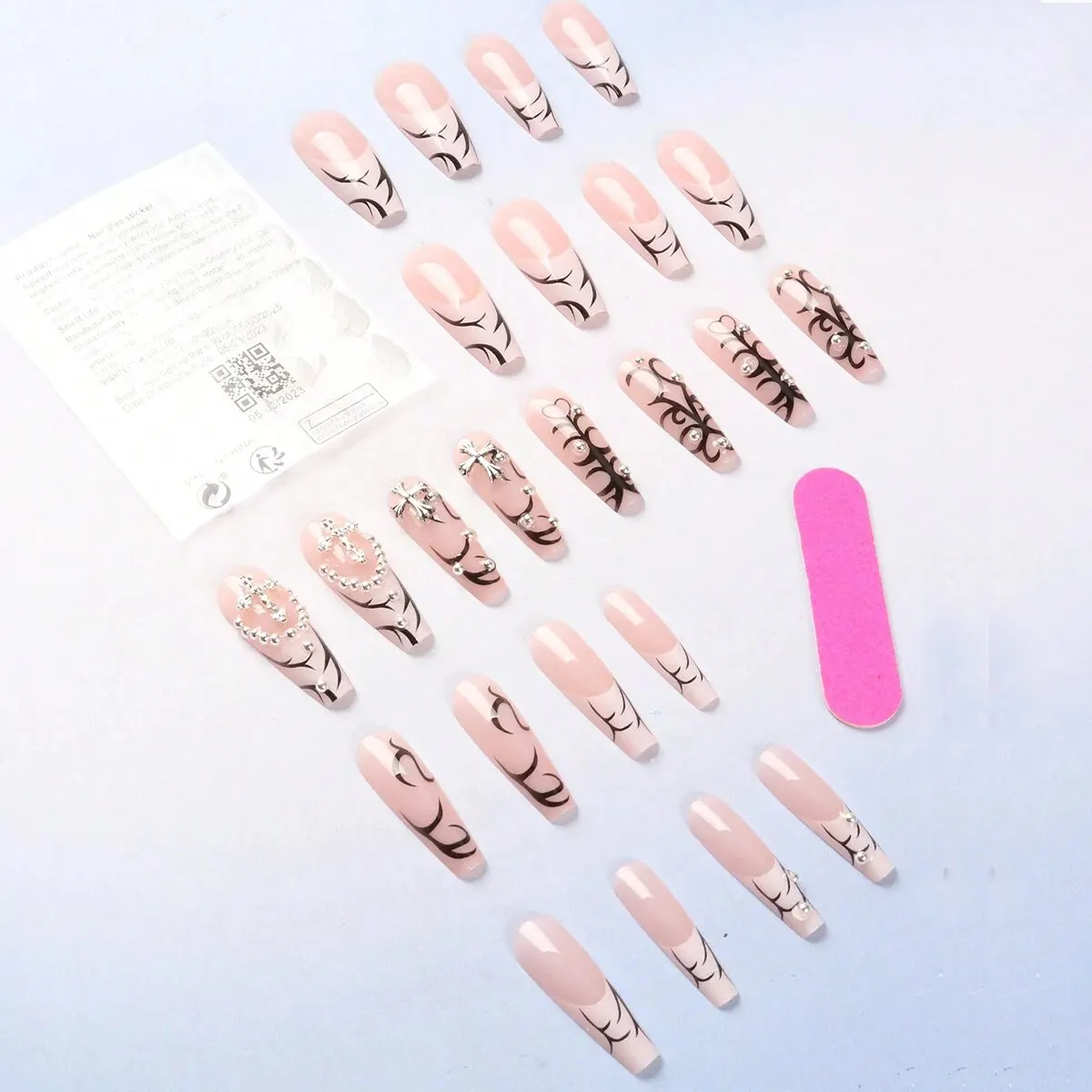 24-piece French Fake Nails+1 Piece of Nail Glue +1 Nail File