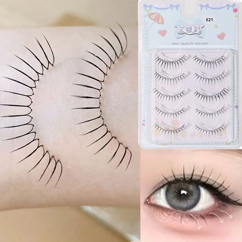Novo ídolo coreano cílios naturais em forma de u tira fina cílios macios mangá extensões de cílios postiços cílios em quadrinhos olhos maquiagem