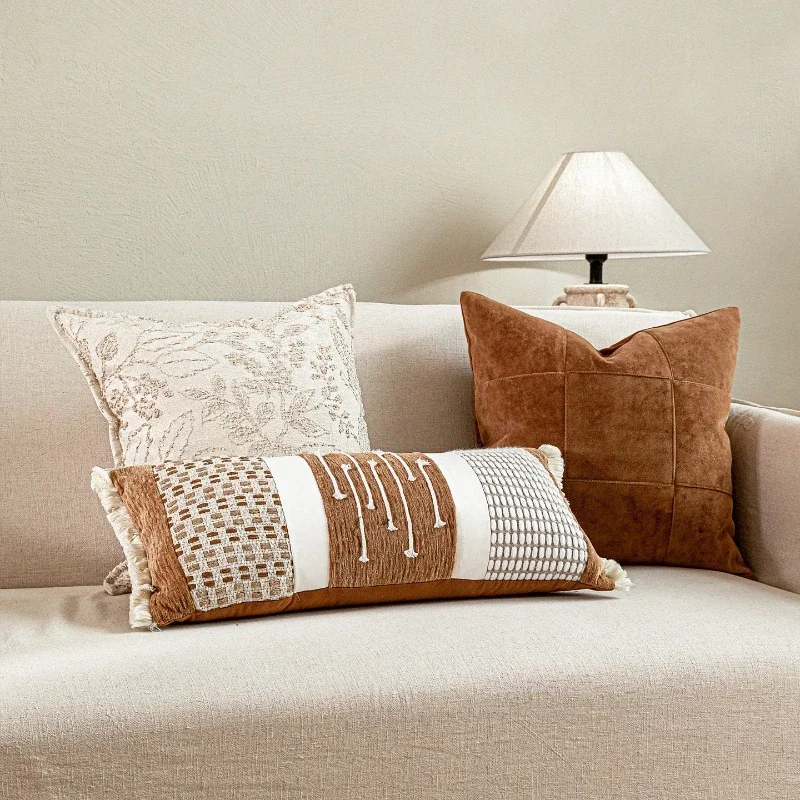 30X50/45X45/50X50CM Beige Yellow Throw Pillow Cover Homestay Stamping Waist Cushion Cover Decor Home Decorative Pillowcase