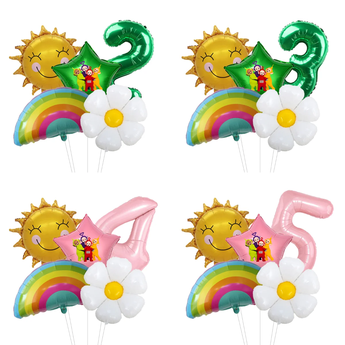 Teletubbies Jumbo Ballon Deko-Set Folienfiguren-Ballons Latex Globos Kinder Geburtstag Großes Deko-Set