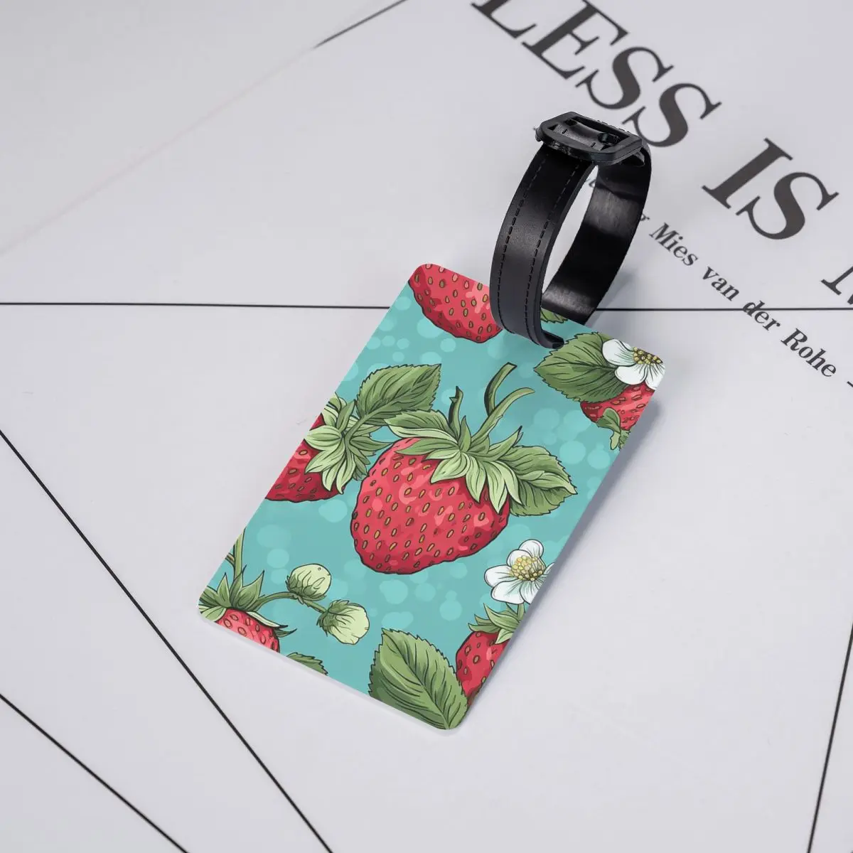 جميلة عالية التصميم الفراولة مع الزهور نمط علامات الأمتعة الأمتعة الصعود علامة التسمية حامل معرف اسم العنوان #5