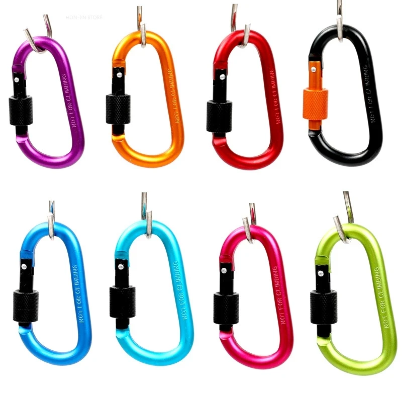 Paracord 8cm Aluminum Carabiner Chain Clip Rotary Lock D Ring Buckle Key Ring Camping Mountain Snap Hook Outdoor Travel Kit