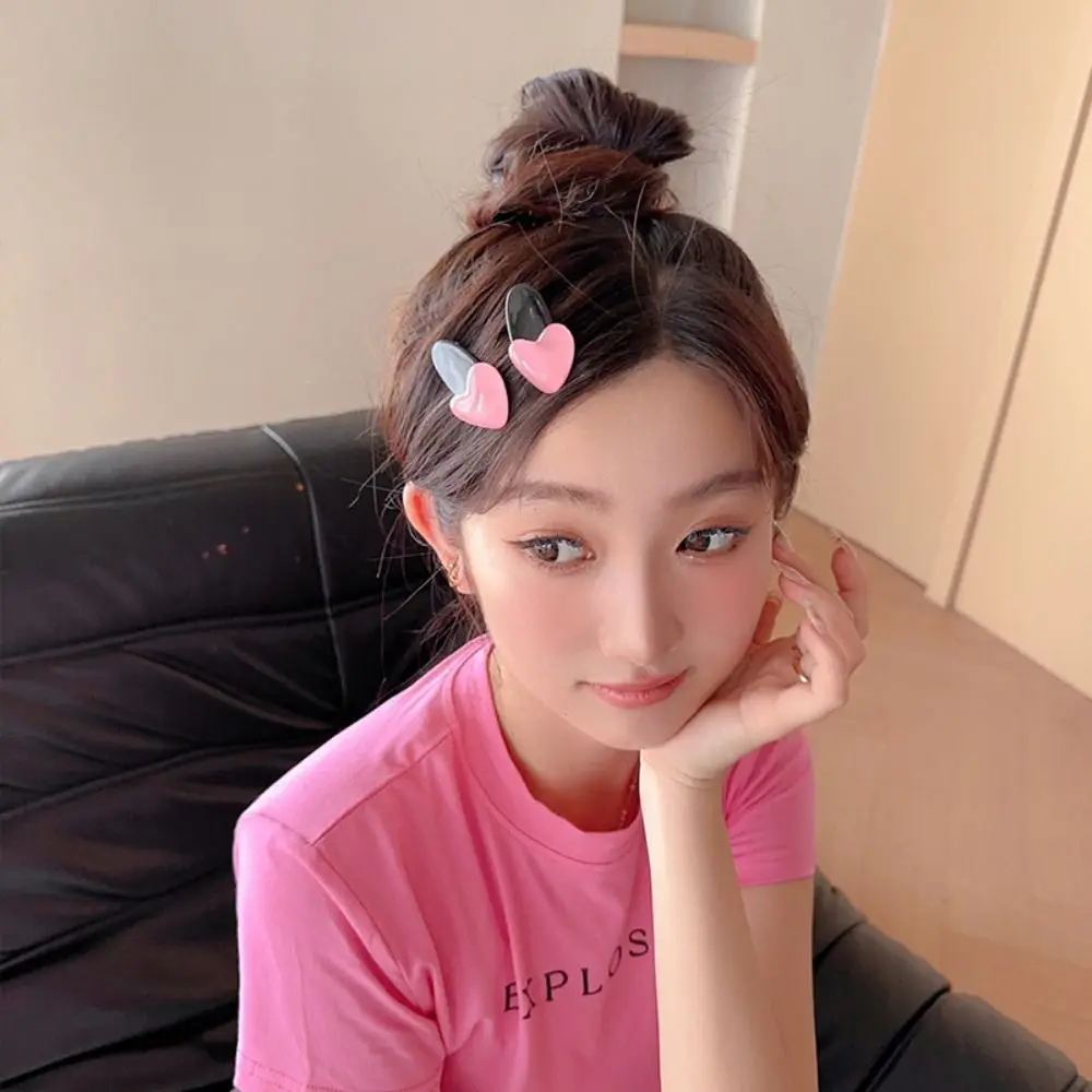 Trendy Minimalist Style Lovely Hair Clip Heart Shape Pink Cute Hairpin Hair Accessories Hair Ornament Sweet Barrettes Daily