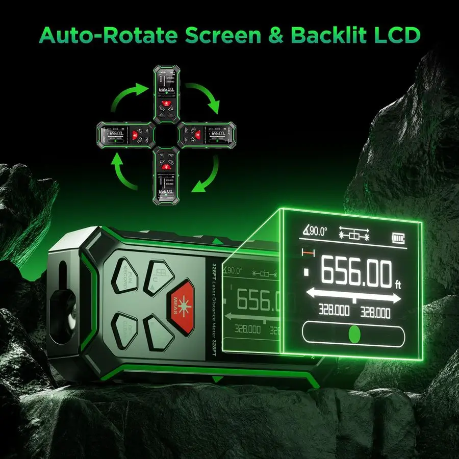 أداة قياس ليزر مزدوجة مع حامل ثلاثي القوائم، مقياس مسافات ليزر ثنائي 656FT 200M، قياس ليزر قابل لإعادة الشحن بدقة 13 بوصة #6