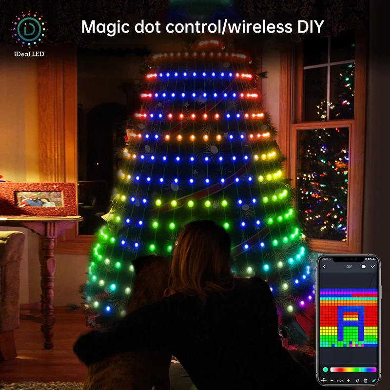 RGB светодиодные рождественские гирлянды Bluetooth приложение с дистанционным управлением лампа USB гирлянда для спальни Рождественское новогоднее украшение окружающее время