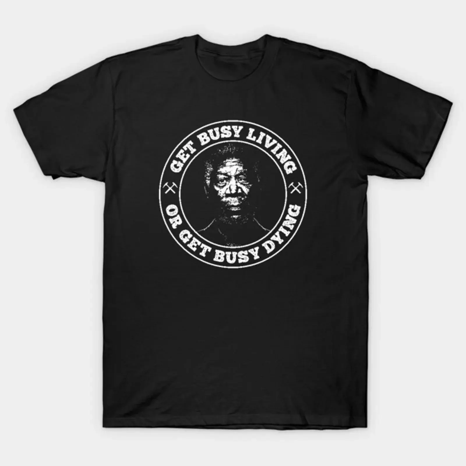 T-shirt Shawshank Redemption « Get Busy Living or Dying » vintage, graphique délavé, confortable, tendance, vêtements de créateur extensibles
