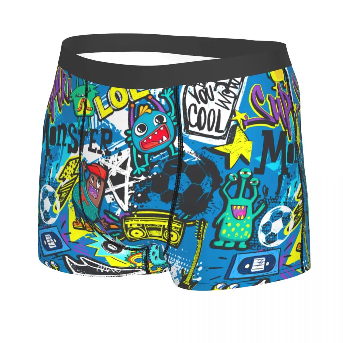 Custom Grunge Elements Spray Paint Ink Electro Guitar Soccer Ball Underwear Men Graffiti Boxer Shorts Panties Briefs Underpants