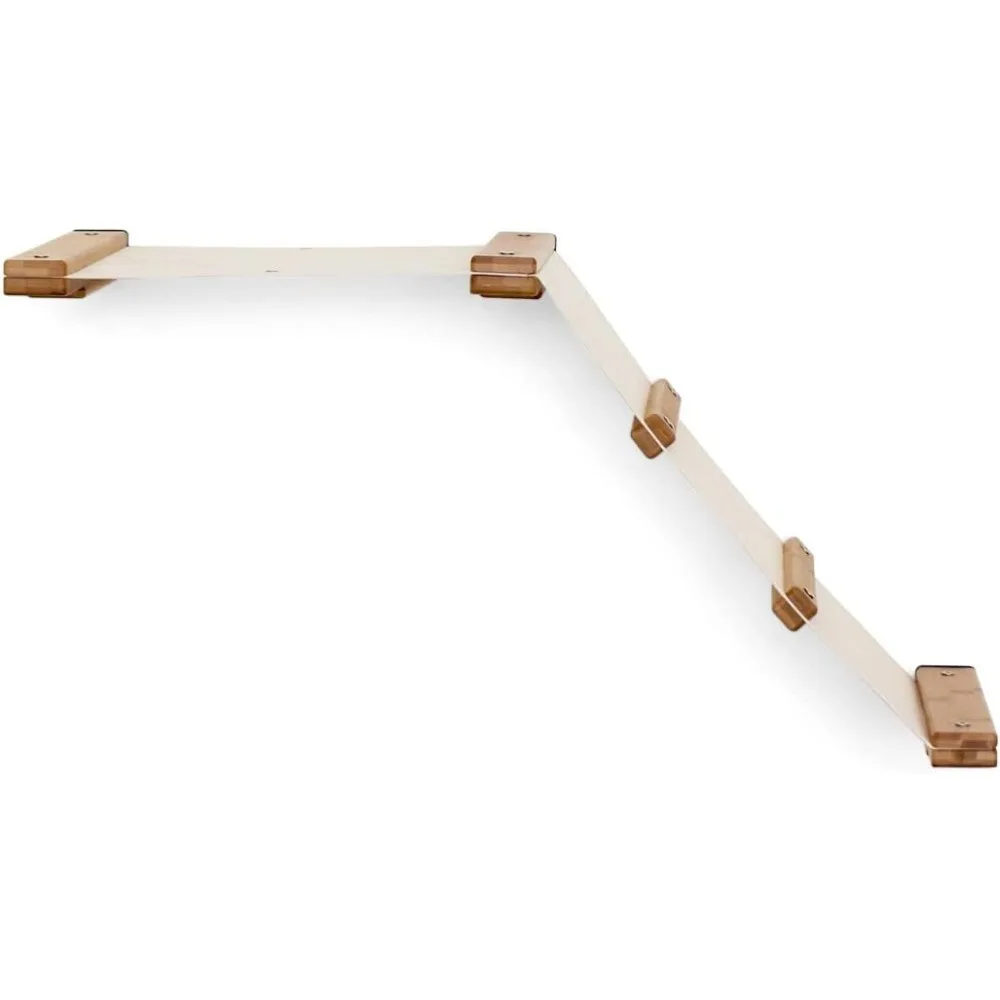 Bamboo Cat Tree with Hammock and Wall-Mounted Shelves - Canvas Fabric Cat Furniture