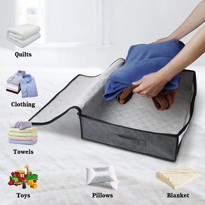 3 Pack Storage Bins Clothes Storage,Foldable Blanket Storage Bags, Under Bed Storage Containers For Organizing,Clothing