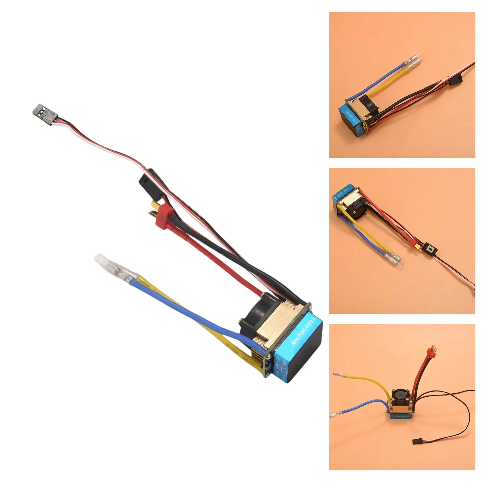 ABFN-480A Brushed ESC Single Motor With Cooling Fan Waterproof 2-4S 3 Modes 5V/3A BEC For RC Cars