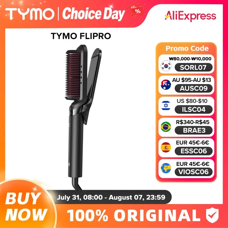 Lisseur TYMO FLIPRO 2 en 1, lisseur ionique en céramique pour contrôler les frisottis et prévenir les dommages causés par la chaleur