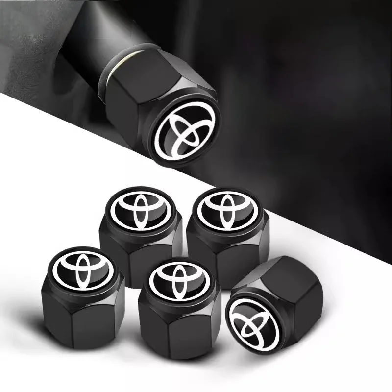 5pcs Car Tire Stem Valve Caps Dustproof Caps Cover Accessories For Toyota Hilux Aygo Yaris Ractis Corolla Camry CHR Auris Tacoma