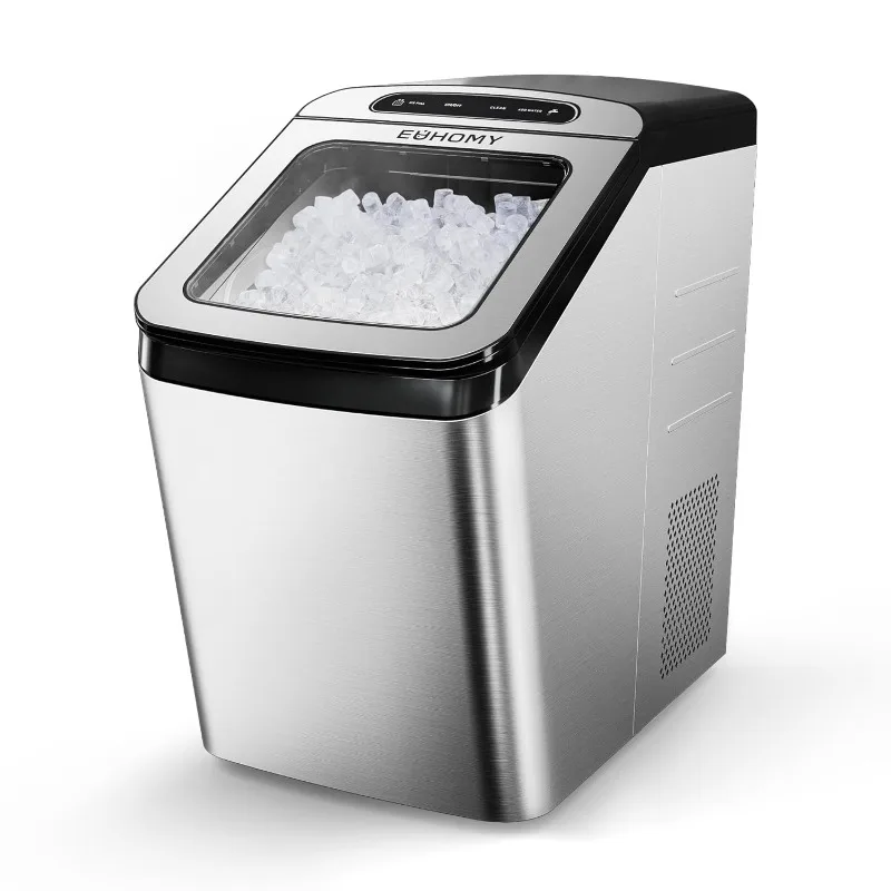 

Nugget Ice Maker Countertop 2 Way Water Refill, Self-Cleaning Pebble Ice Maker Machine with 3Qt Reservoir