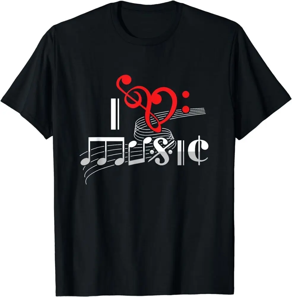 Music Lover Musician Instrumentalist Teacher I Love Music T-Shirt For Men Clothing Women Short Sleeve Tees