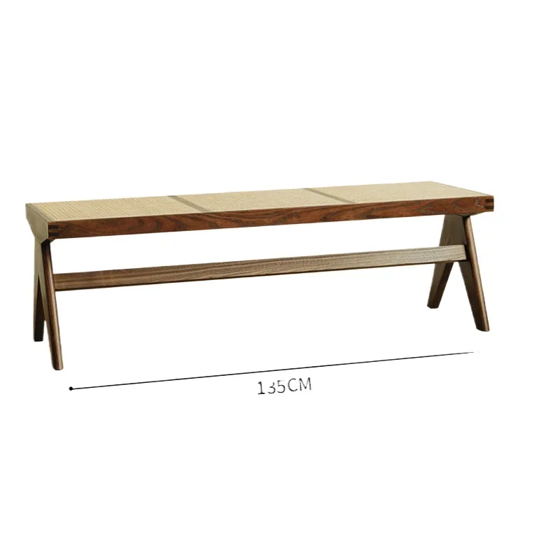 

Solid wood rattan Chandigarh chair, medieval bench, Japanese designer retro home American bench