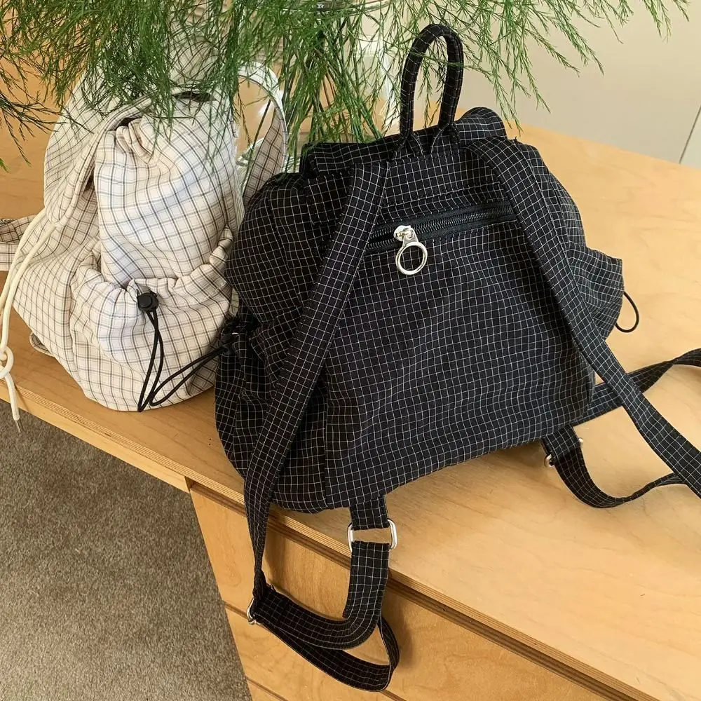 Korean Solid Color Drawstring Backpacks Canvas Light Weight Ruched Shoulder Bags Korean Casual Student Schoolbag Travel