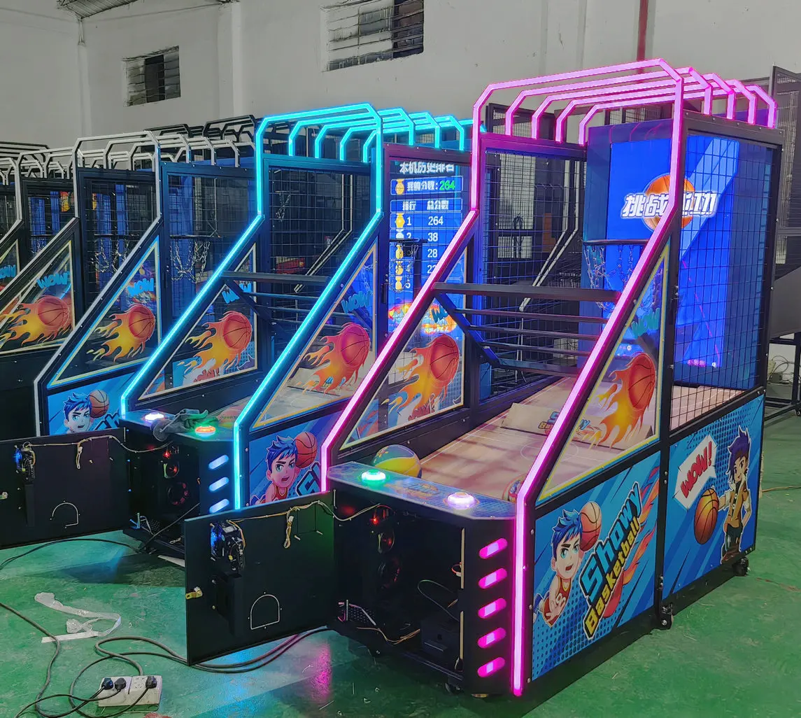 آلة كرة السلة عالية الجودة من Playfun تعمل بقطع النقود المعدنية للأطفال لعبة كرة السلة مع شاشة #5