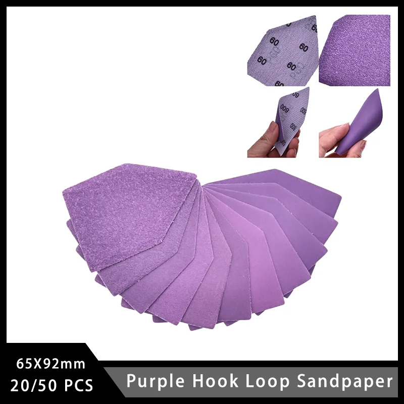 65*92mm Purple Hook Loop Sandpaper Aluminum Oxide Sanding Sheets Assorted 60-10000 Grits for Polishing Car Metal 20/50 Pcs ﻿