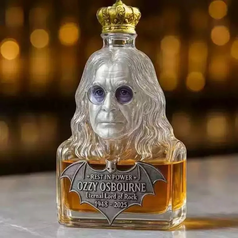 

Creative Ozzy Osbourne Rest in Power Commemorative Whisky Awakener, The Eternal Rock Glass Bottle King Gift From Ozzy Fans