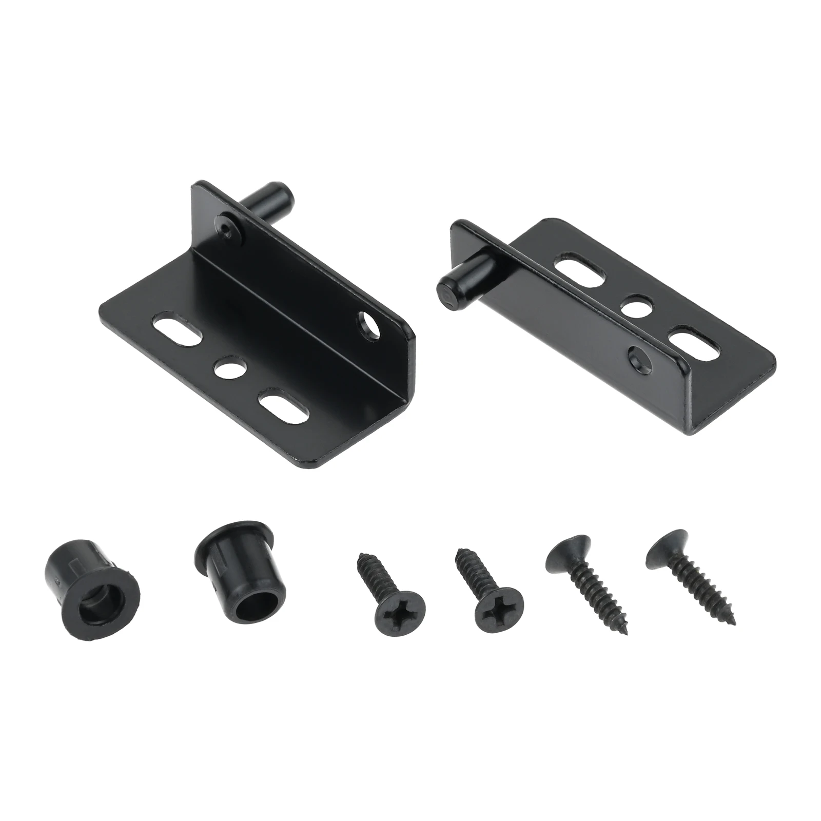 1 Set Pivot Door Hinges with Caps and Screw Heavy Duty Wood Door Cabinet Concealed Shaft Drawers Hinges Silver/Black Hardware