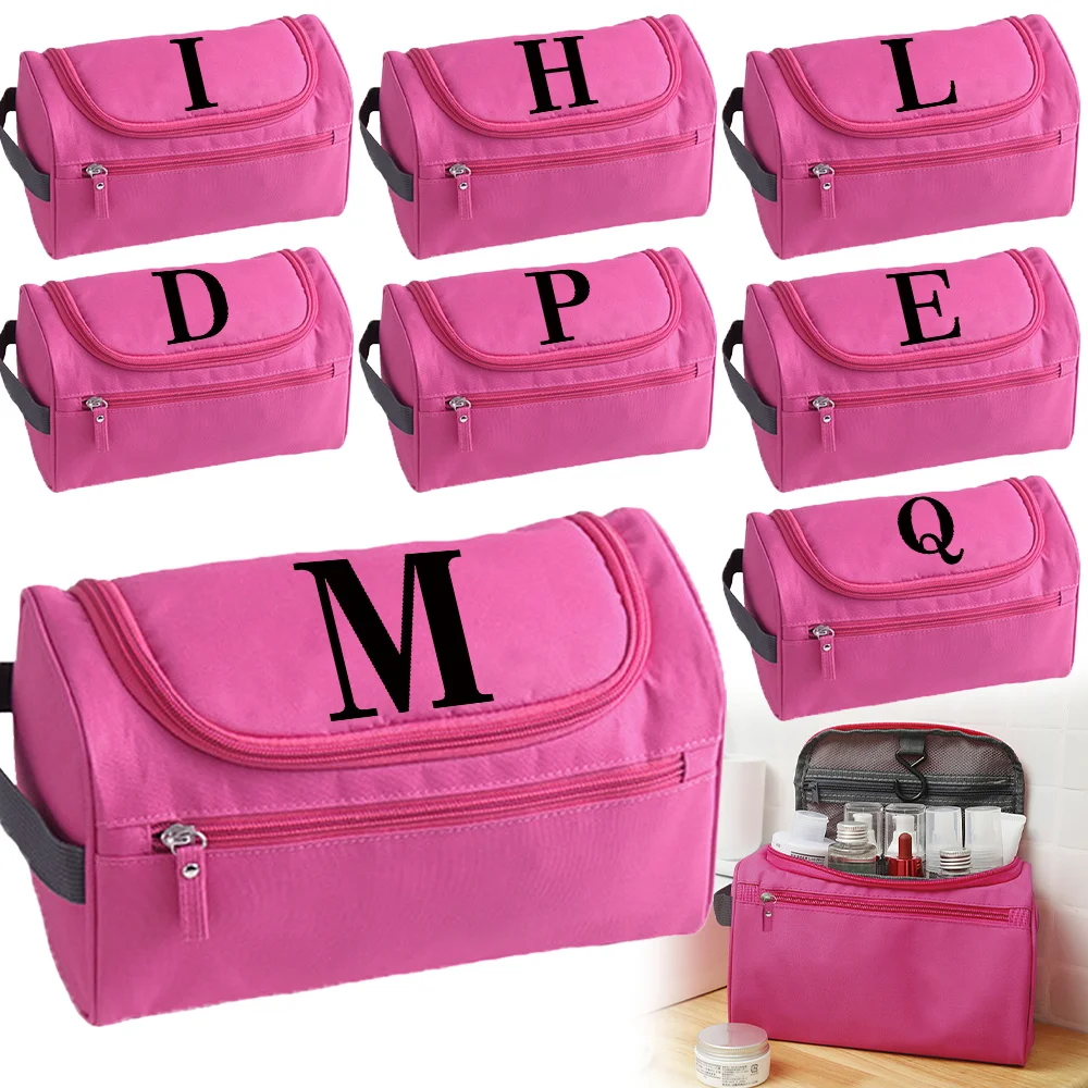 Hanging Travel Cosmetic Bag Women Female Make Up Box Black Letter Organizer Toiletry Wash Bath Storage Case Shaving Bag for Men
