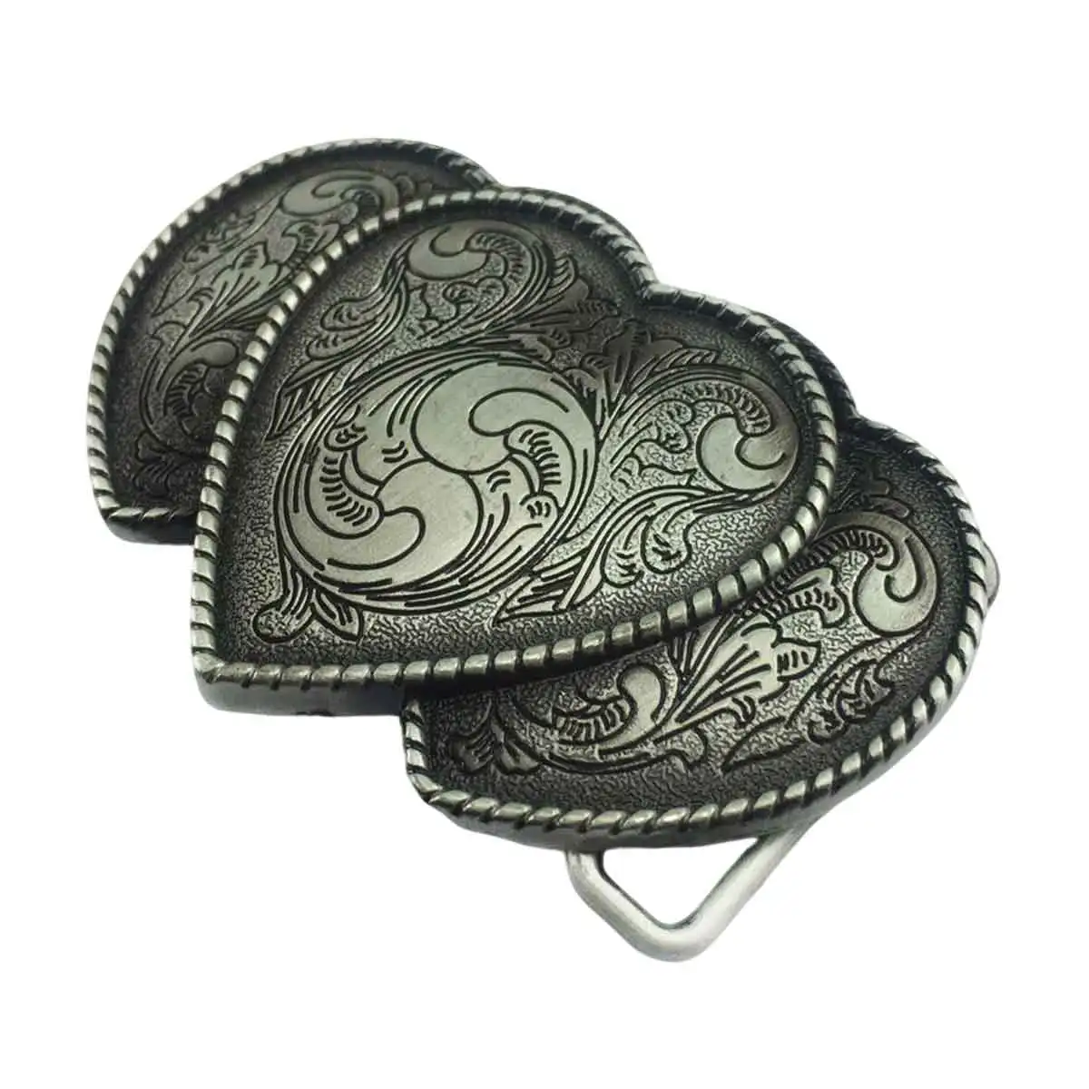 Heart to Heart Belt Buckle - Retro Western Cowboy Style Embossed Belt Buckle for Men