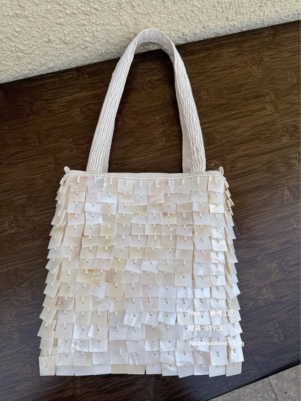 

Handmade Heavy Industry Bead Handbag Embroidered Rhinestone Bucket Bag Pearl Diagonal Totes Women's Wedding Party Bag