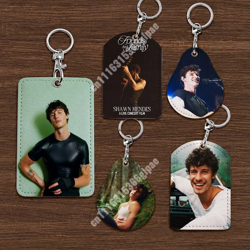 S-Shawn M-Mendes Friends And Family Only Leather Keychain Card Holder for Airtag & Luggage Tags Casual Tracker Cover