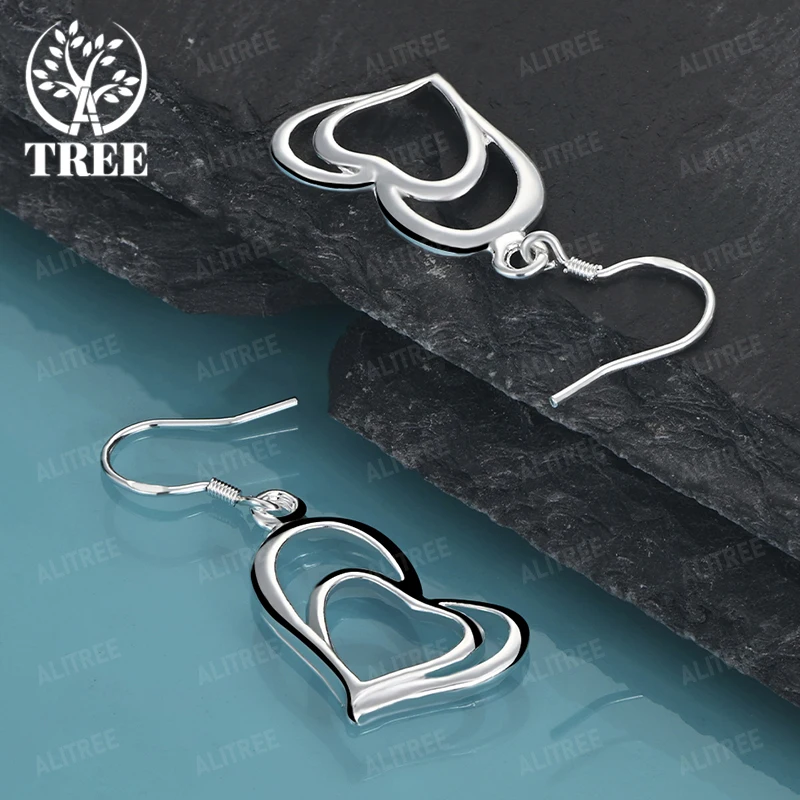 

Couple 925 Sterling Silver Romantic Heart Drop Earring Women Banquet Party Valentine's Day Gift Cute Jewelry Wedding Accessories