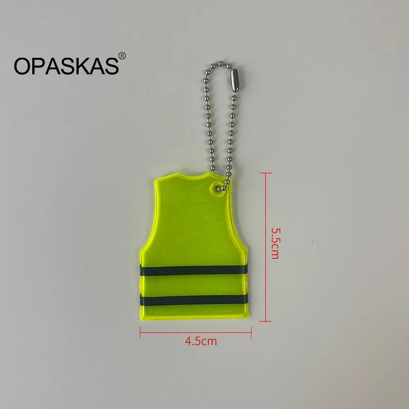 Safety Vest Shaped Reflective Keychain Luminous Key Rings For Children Bagpack Riding Safty Pendant Night Security Reflector