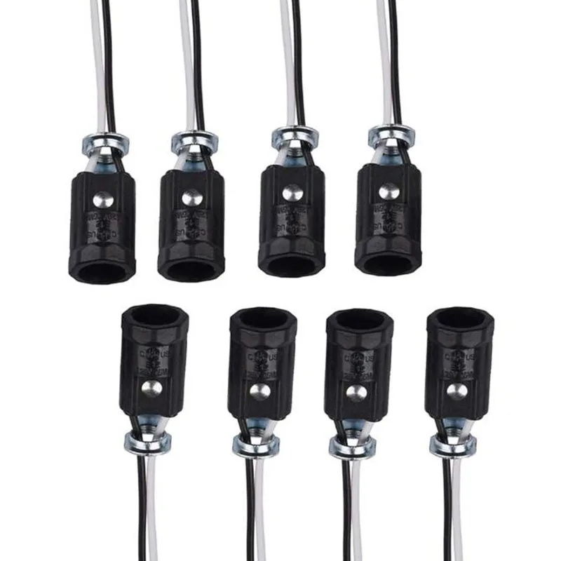 

8pcs E12 8pcs/lot E12 Light Socket Candelabra Bulb Base Lamp Holder Head with 13cm Wire Keyless Phenolic