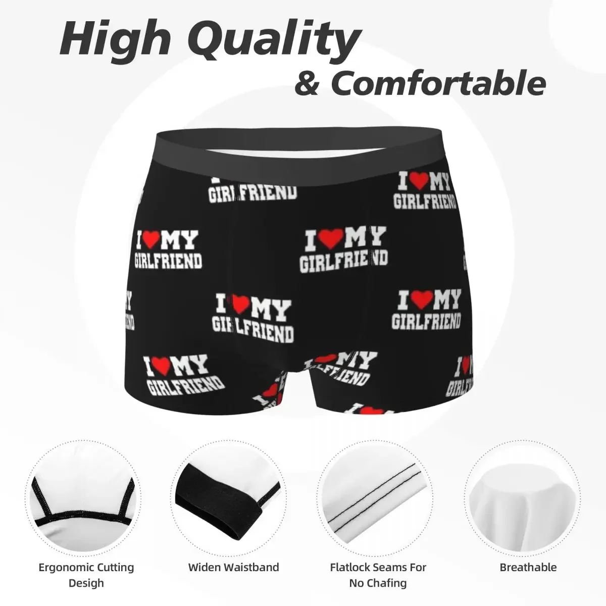 Boxer Underpants Shorts I Love My Girlfriend Panties Men's Soft Underwear for Homme Man Boyfriend Gifts