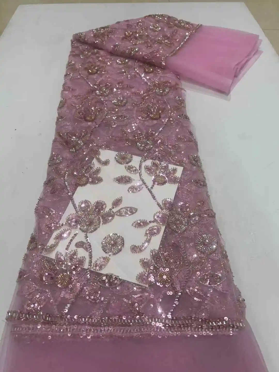 Нигерийский роскошный тюль с вышивкой бисером, кружевная ткань, французская сетка с блестками ручной работы, кружевная ткань для свадебных платьев, мода