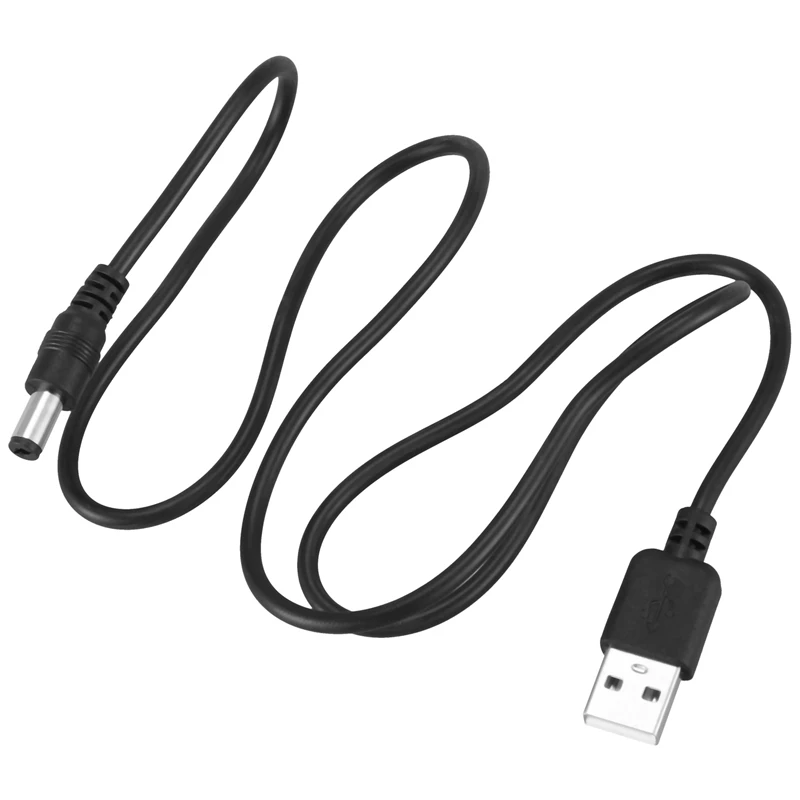 Câble d'alimentation USB 5V DC Barrel Jack, 5x, 5.5mm, 2.1mm, Noir, 75cm